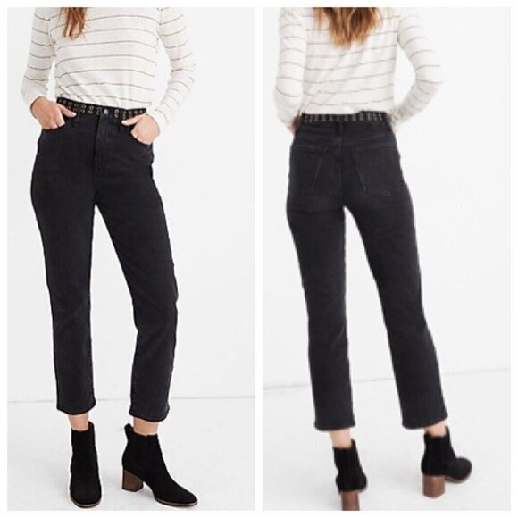 Madewell Grommet Classic Straight Jeans Black Women’s Size 26 High Rise Lunar - Picture 1 of 13